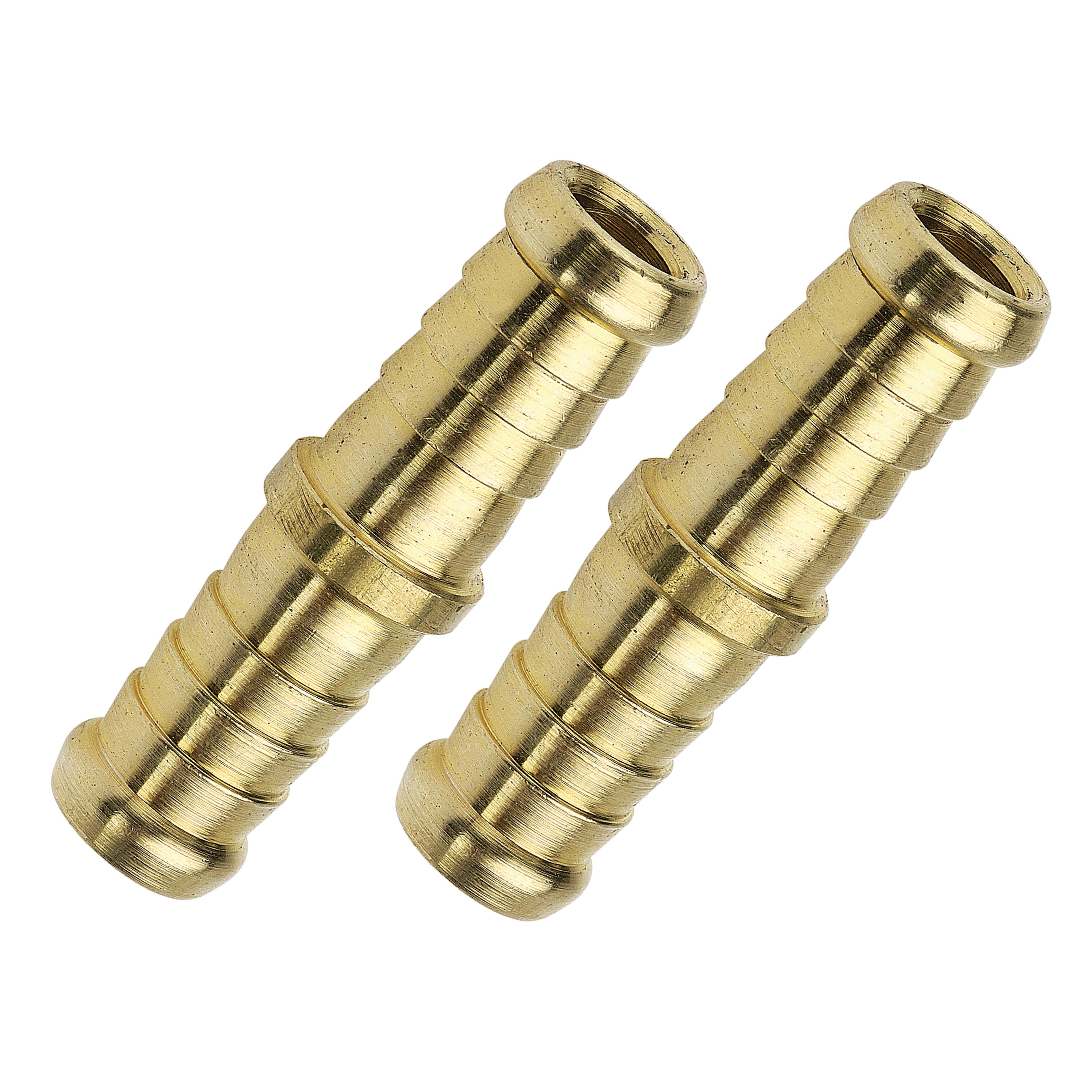 1/4" (6mm) Hose Tail Joiner Brass - 2 Pack