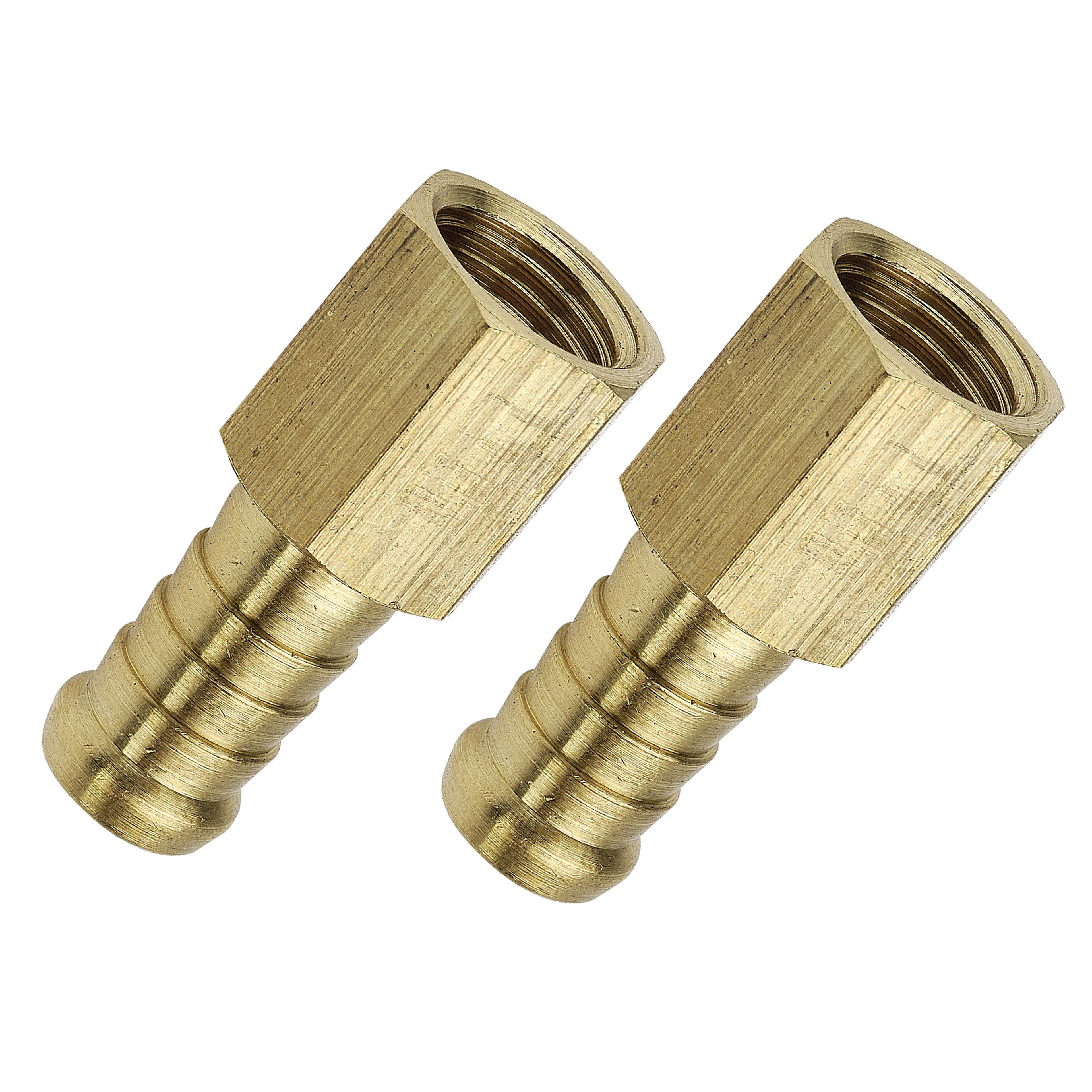 1/4" BSP Female x 1/4" (6mm) Hose Tail Brass - 2 Pack
