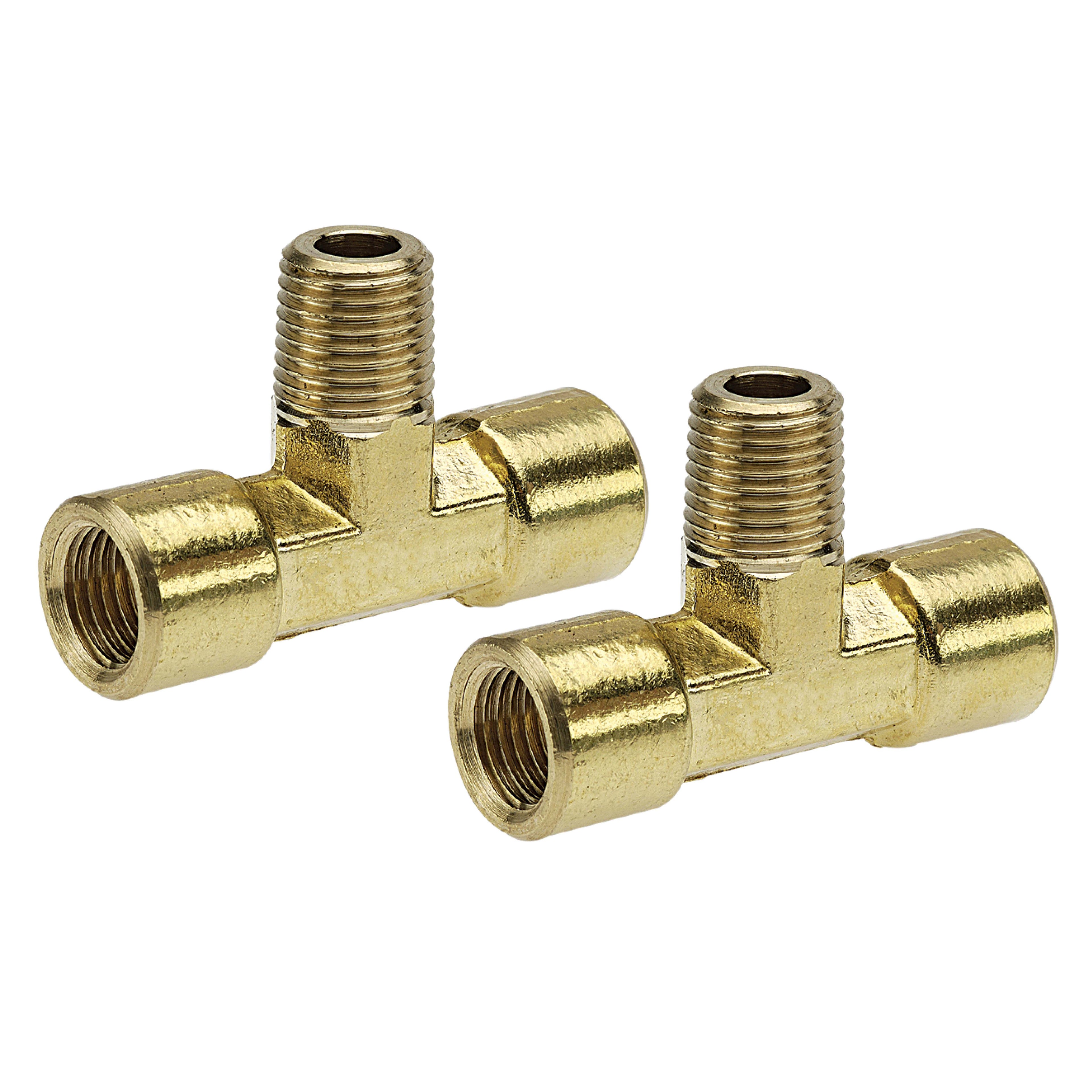 1/4" BSP Male x 1/4" BSP Female Tee Piece Brass - 2 Pack