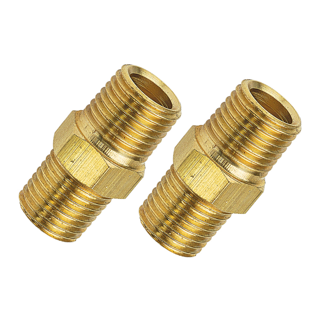 1/4" BSP Male x 1/8" BSP Male Hexagon Nipple Brass - 2 Pack