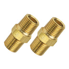 1/4" BSP Male x 1/8" BSP Male Hexagon Nipple Brass - 2 Pack