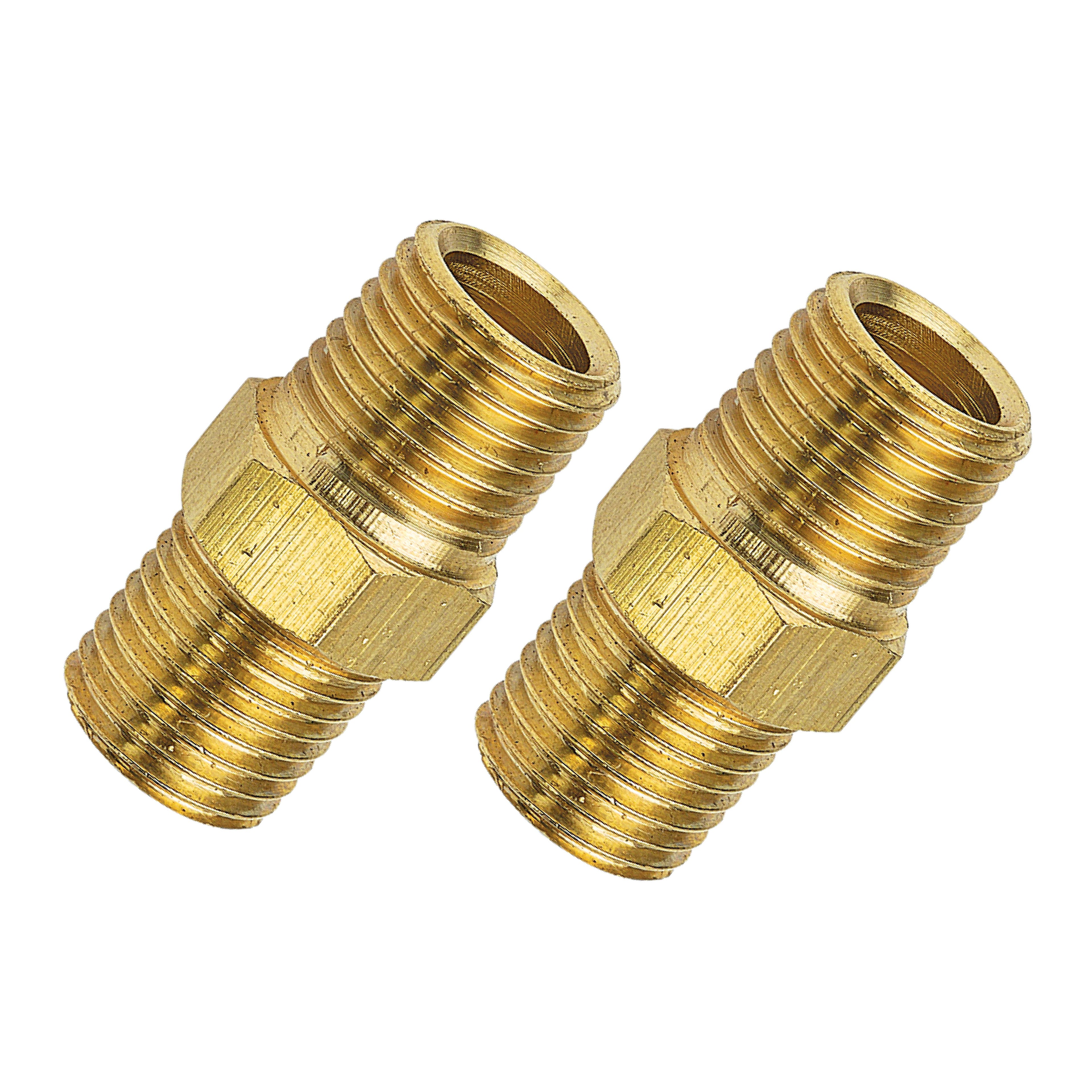 1/4" BSP Male x 1/8" BSP Male Hexagon Nipple Brass - 2 Pack