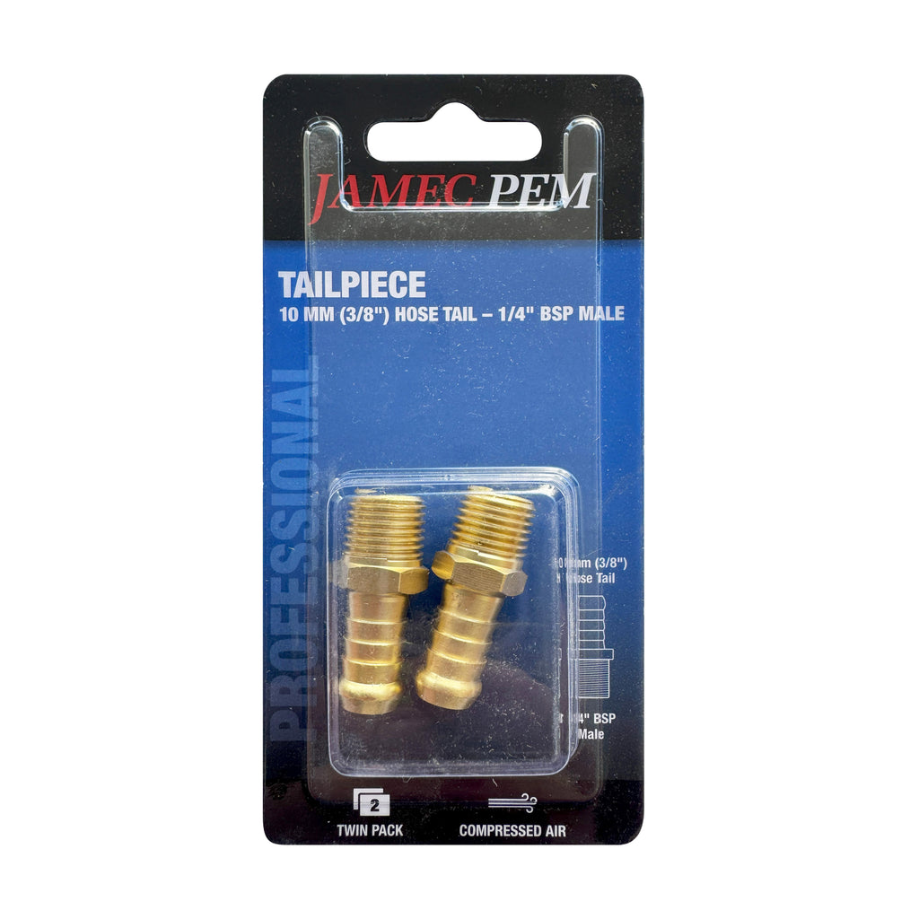 1/4" BSP Male x 3/8" (10mm) Hose Tail Brass - 2 Pack