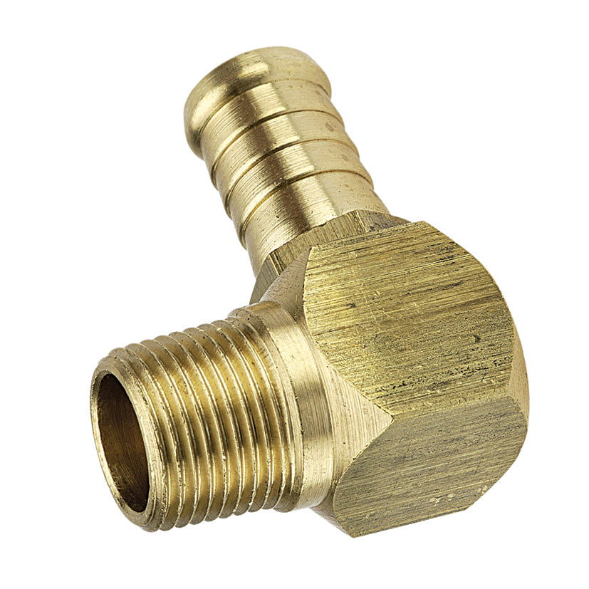 1/4" BSP Male x 3/8" (10mm) Hose Tail Elbow Brass