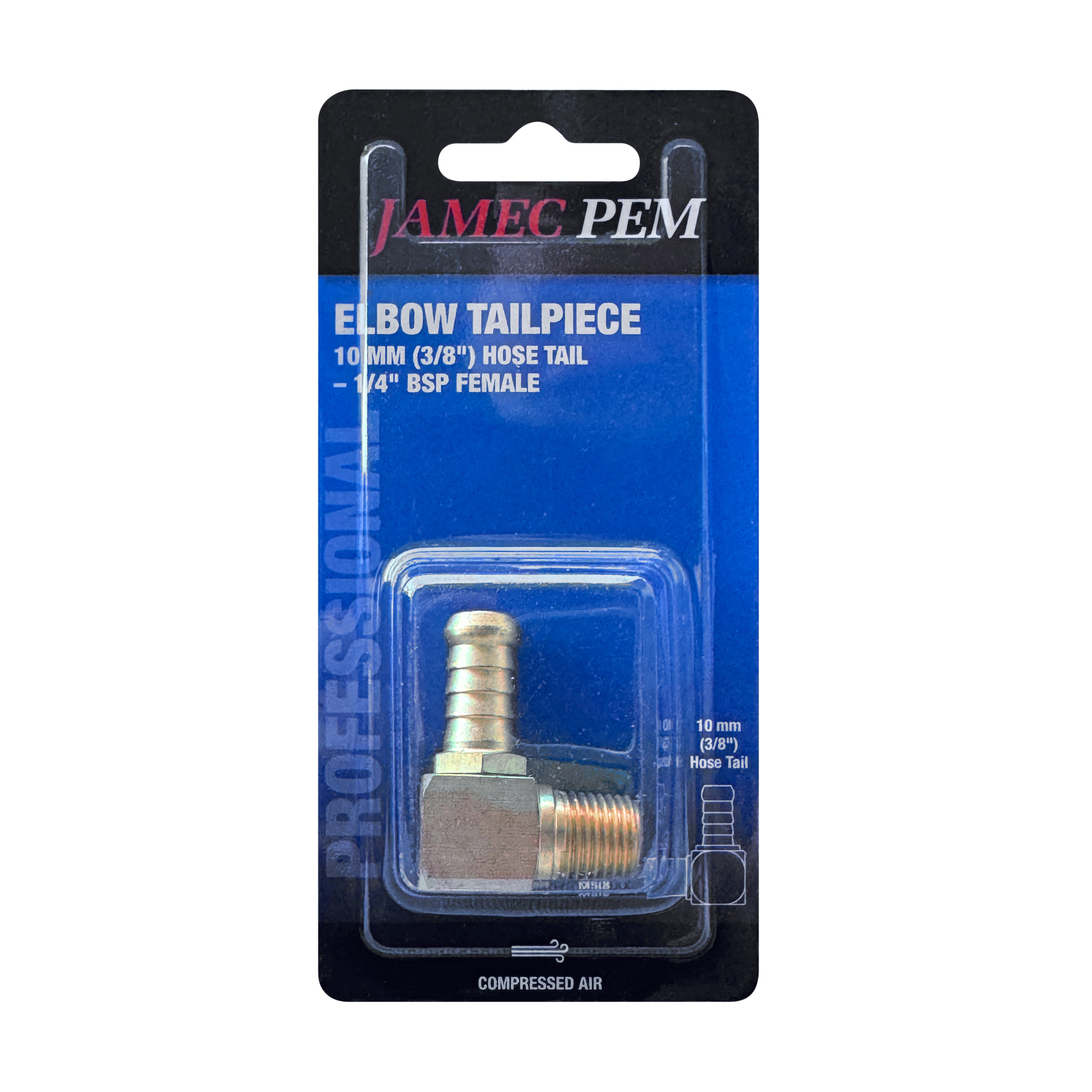 1/4" BSP Male x 3/8" (10mm) Hose Tail Elbow Brass