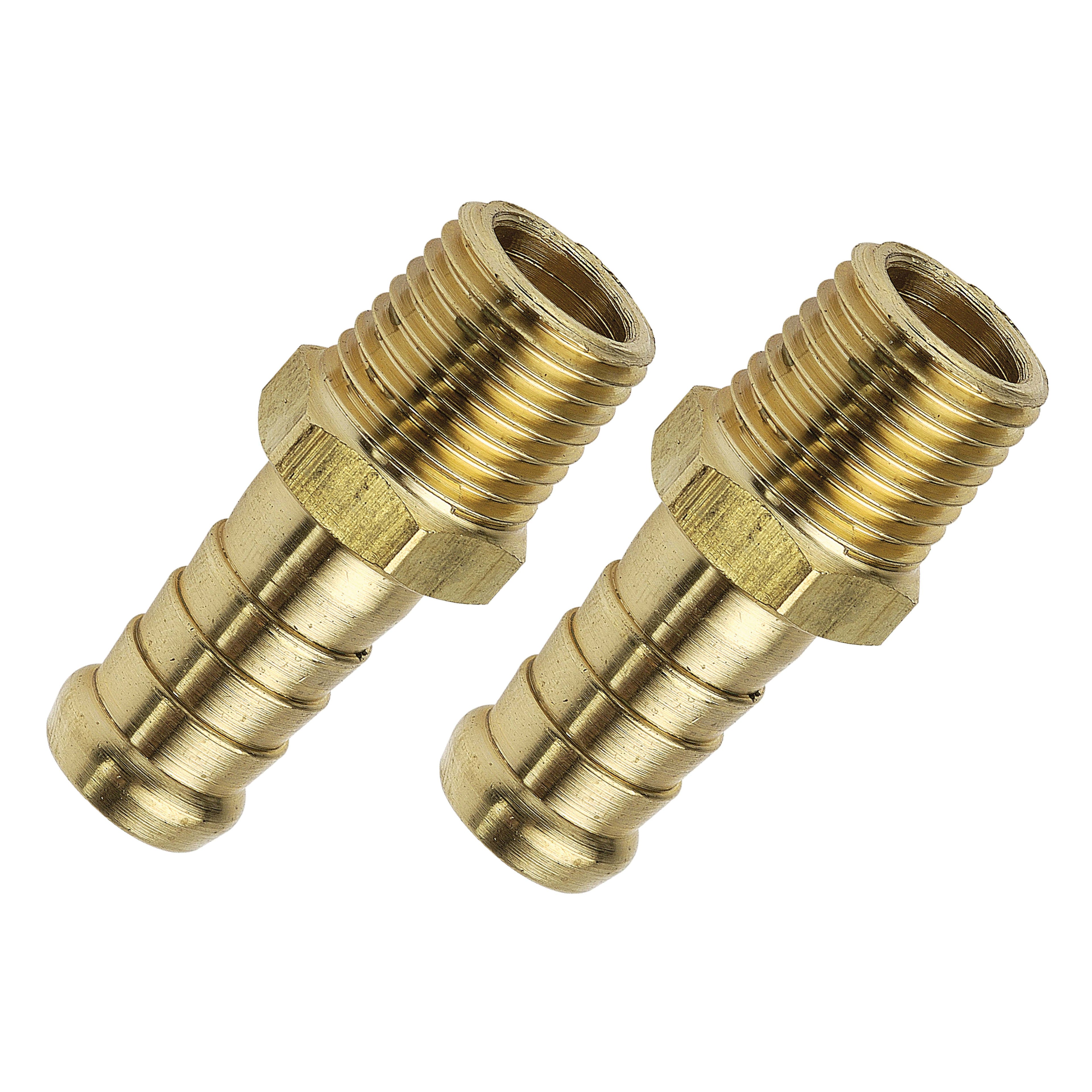 1/4" BSP Male x 5/16" (8mm) Hose Tail Brass - 2 Pack