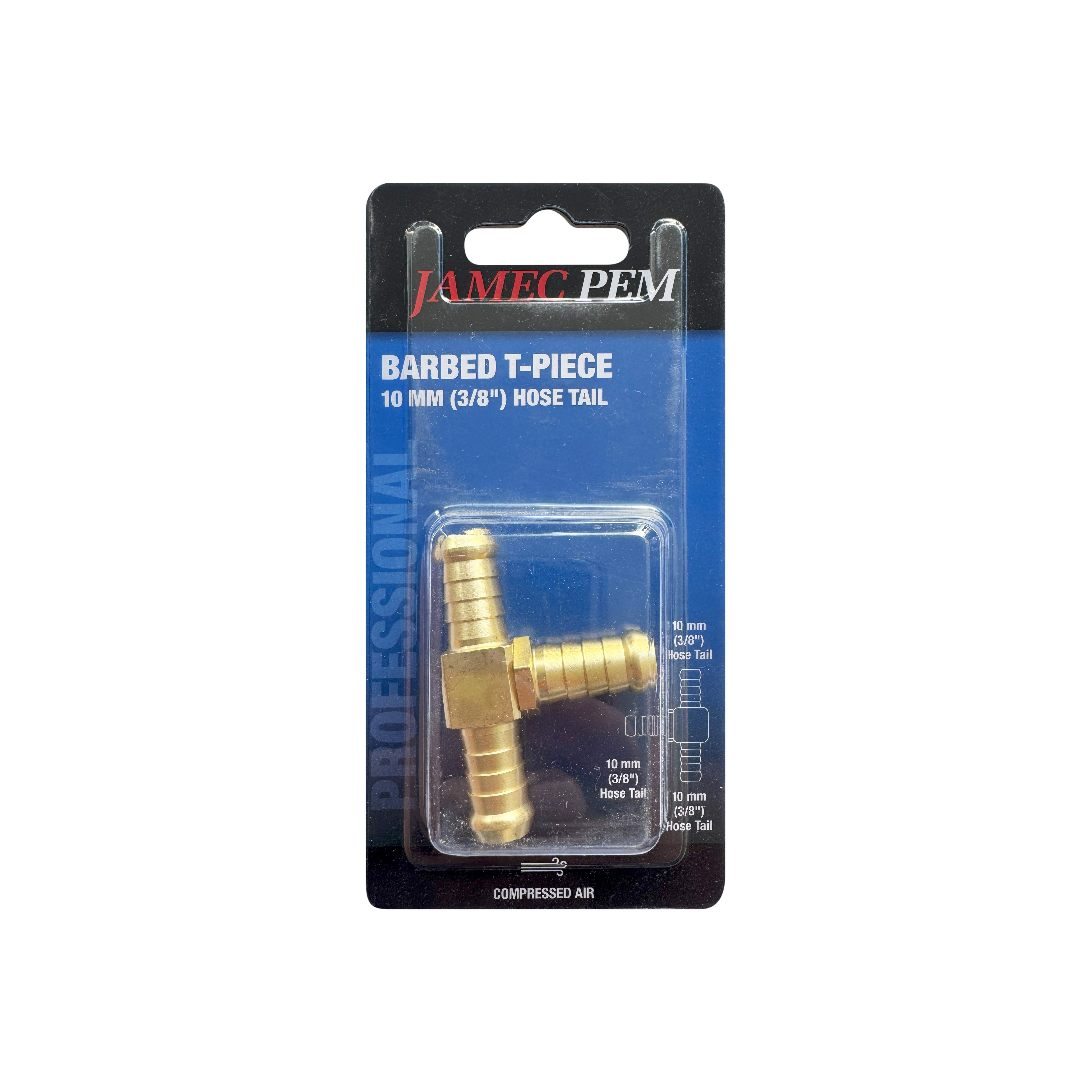 3/8" (10mm) Hose Tail Tee Brass