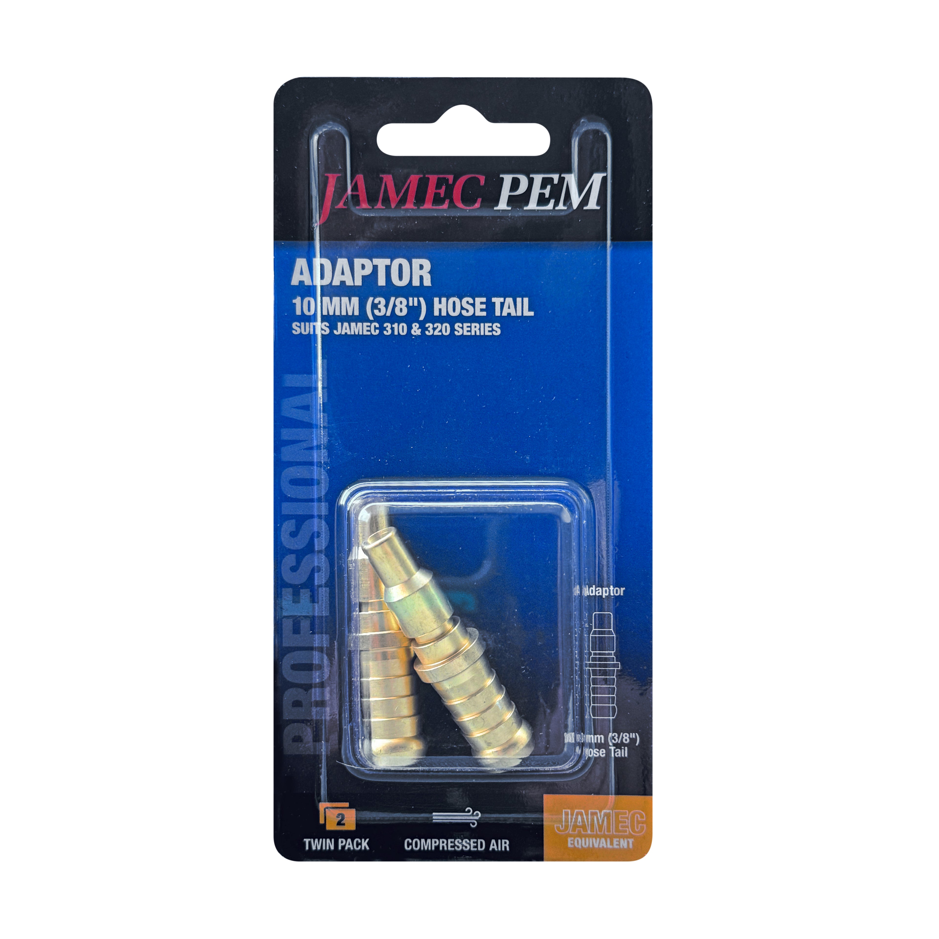 Jamec Pem 310/320 Series - Adaptor 10 mm (3/8") Hose Tail - 2 Pack