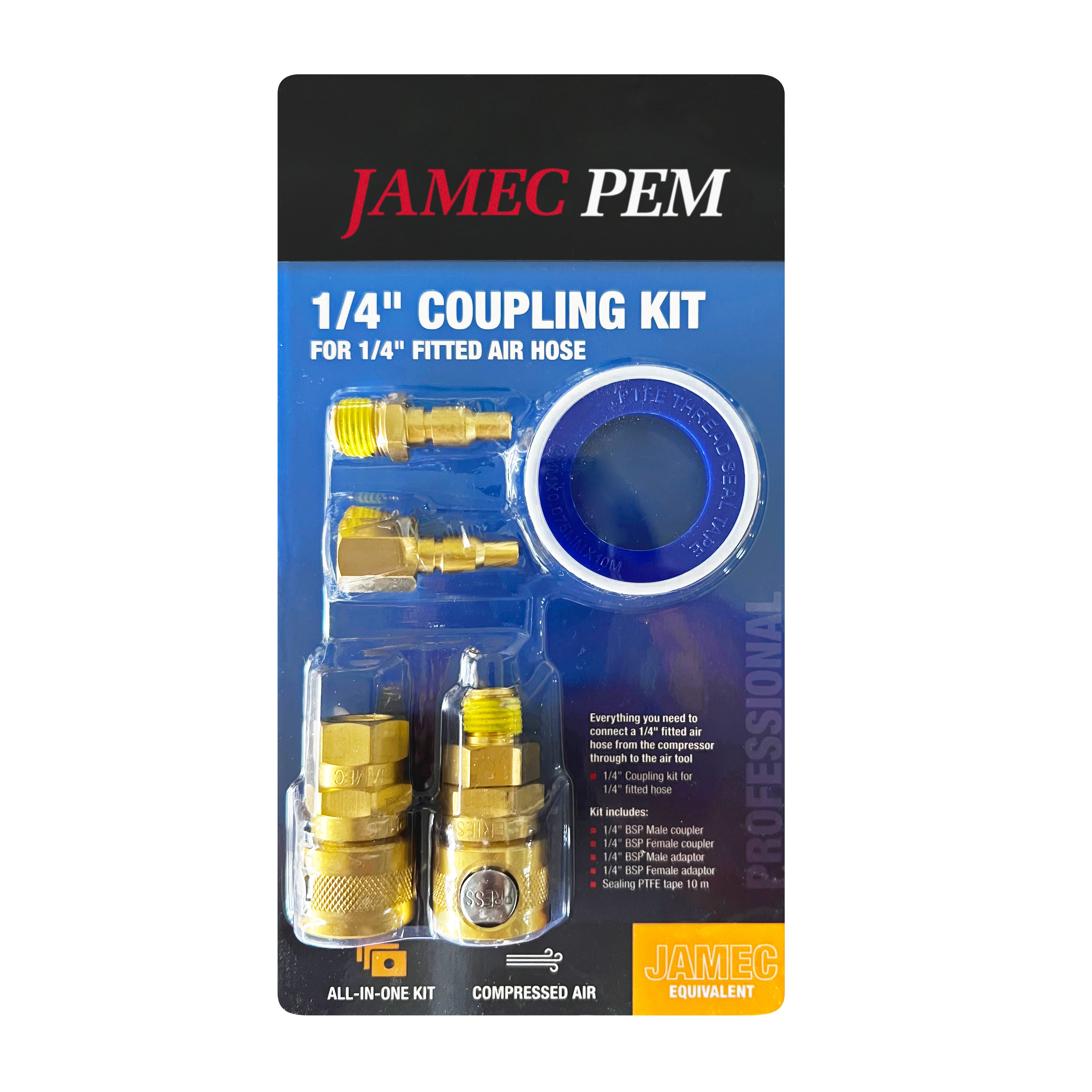 Jamec Pem 310/320 Style Coupling Kit - 10 mm (3/8") Hose Tail Threads