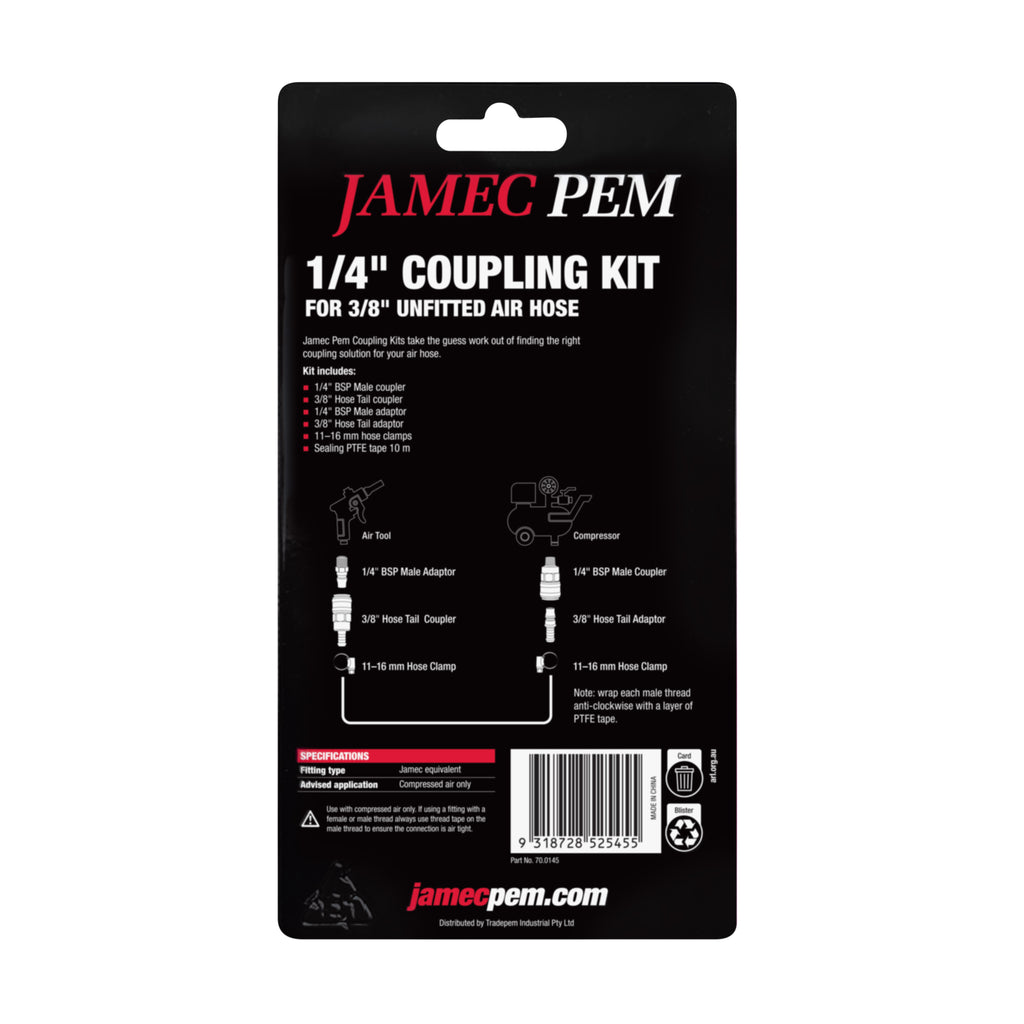 Jamec Pem 310/320 Style Coupling Kit - 1/4" Male and Female Threads