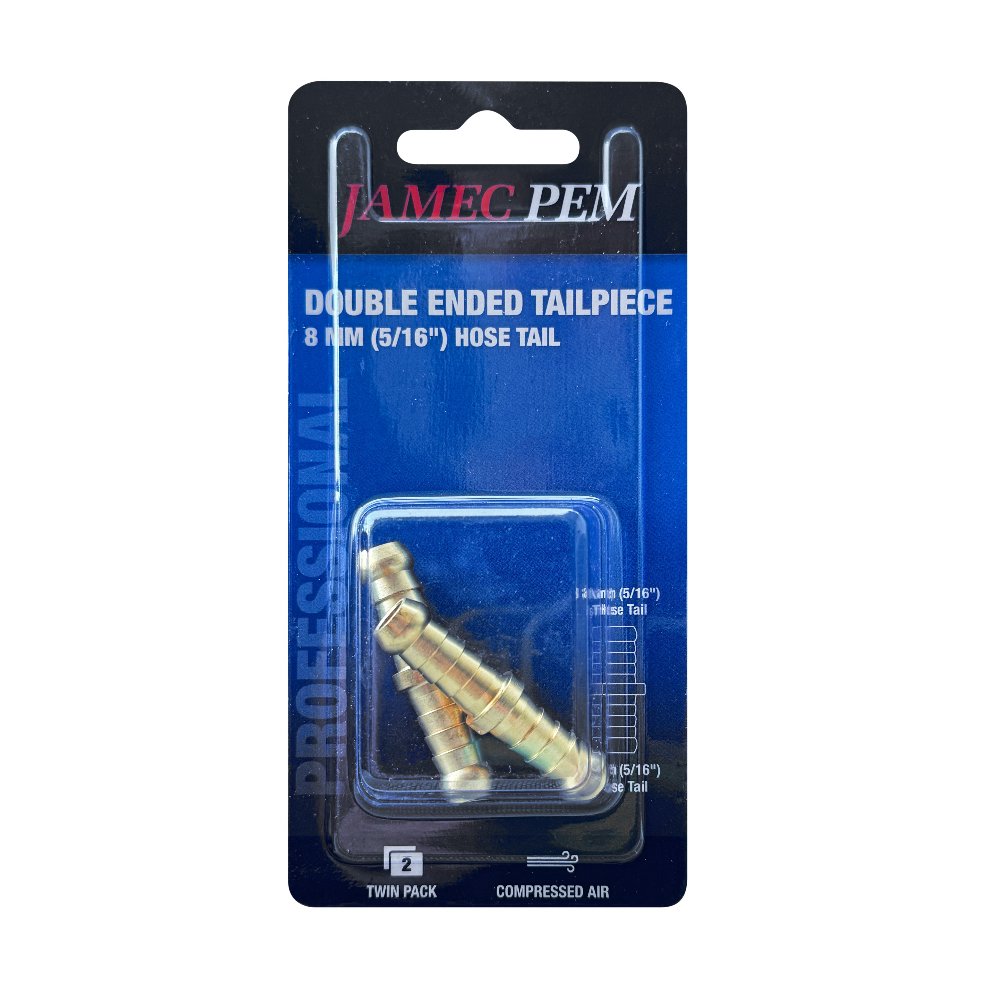 5/16" (8mm) Hose Tail Joiner Brass - 2 Pack