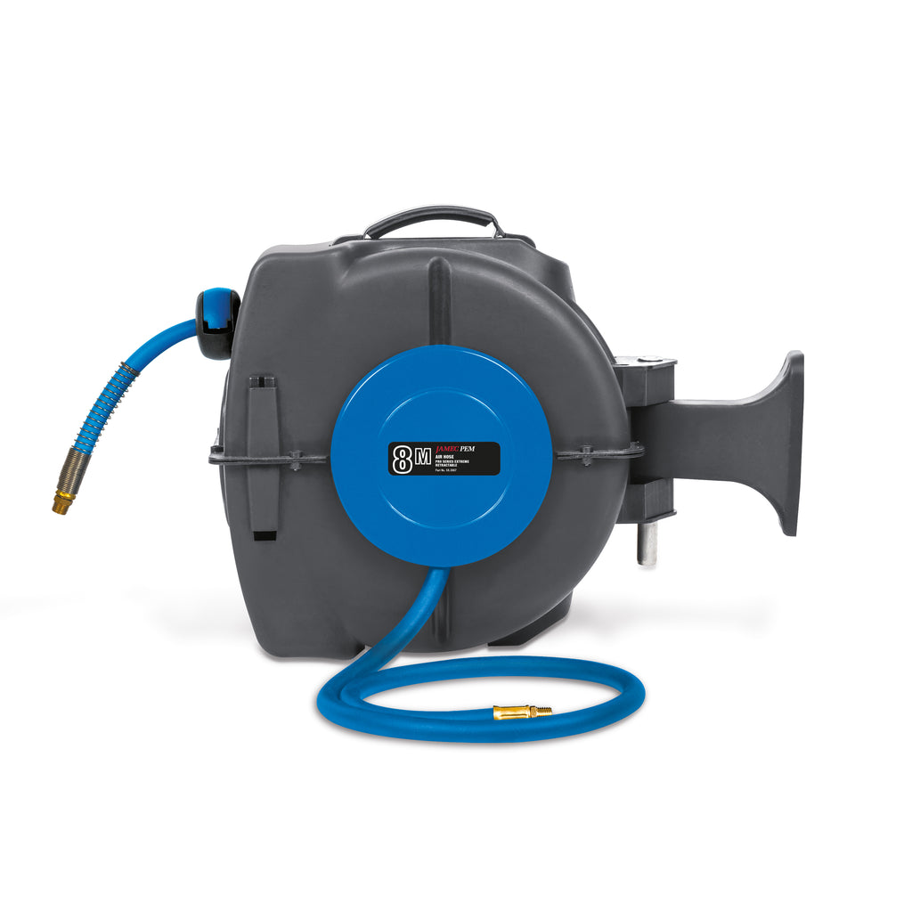 Air Hose Reel  - Retractable - 10mm  (3/8") - 8 metres - Heavy Duty Hybrid Hose - Extreme
