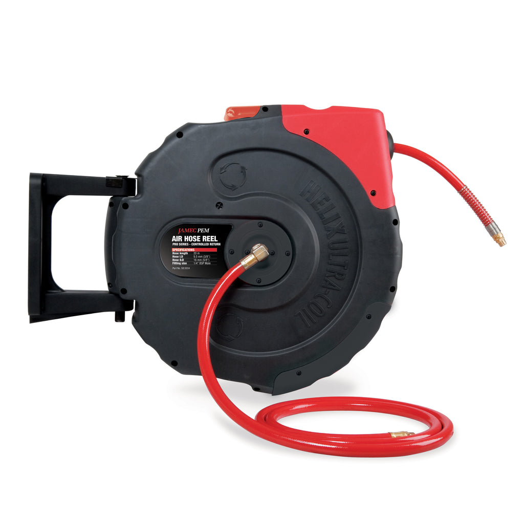Air Hose Reel - Retractable - 10mm (3/8") - 20 metres - PVC Hose