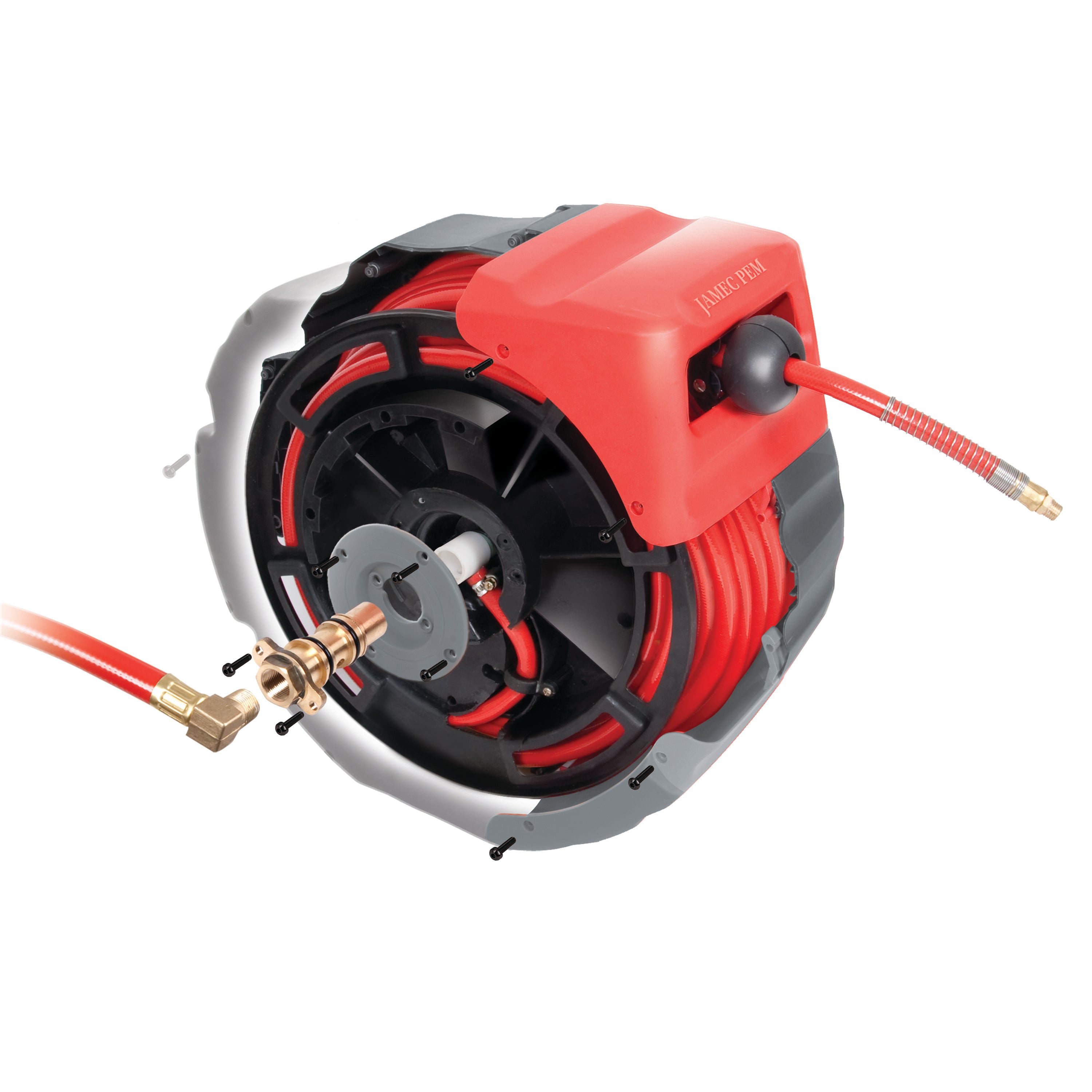 Air Hose Reel - Retractable - 10mm (3/8") - 20 metres - PVC Hose