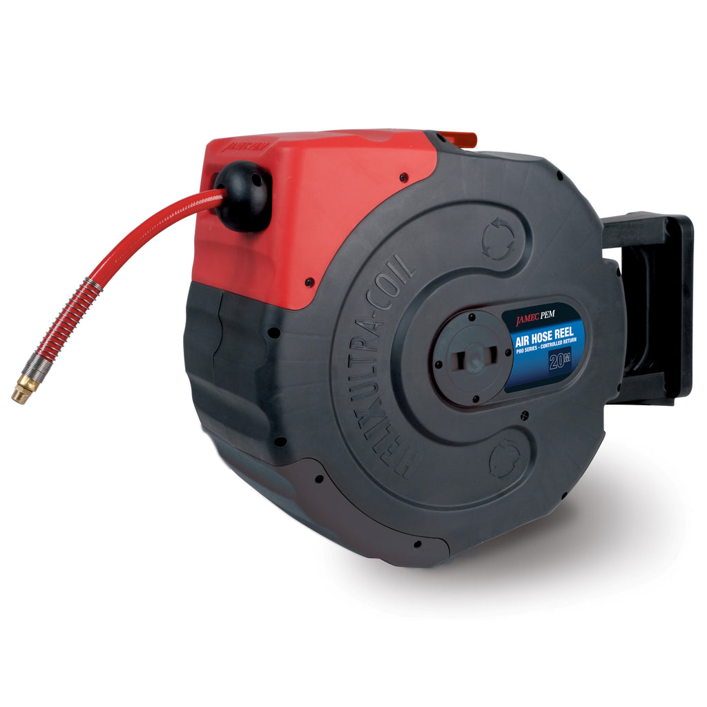Air Hose Reel - Retractable - 10mm (3/8") - 20 metres - PVC Hose