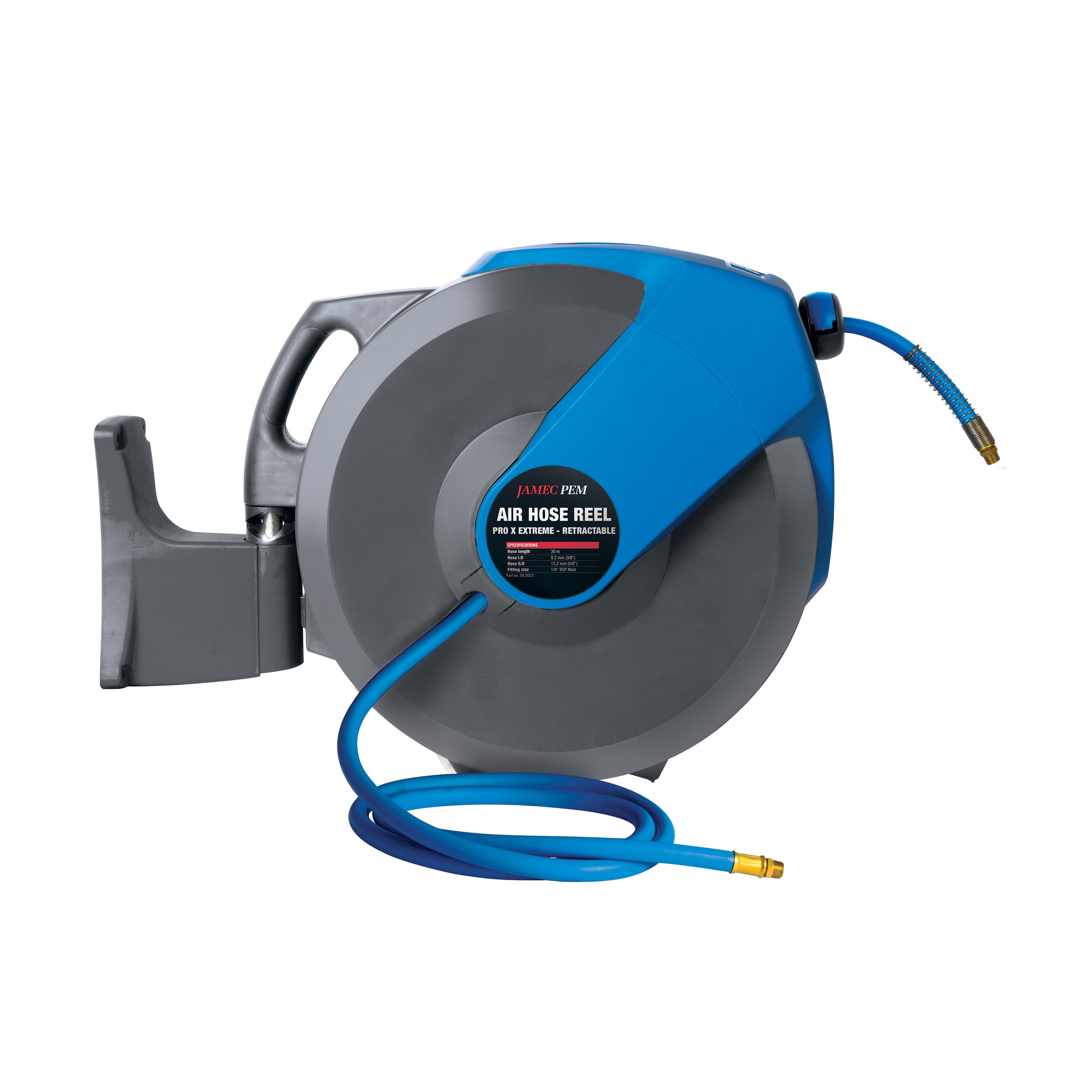 Air Hose Reel - Retractable - 10mm (3/8") - 30 metres - Heavy Duty Hybrid Hose - Pro X Extreme