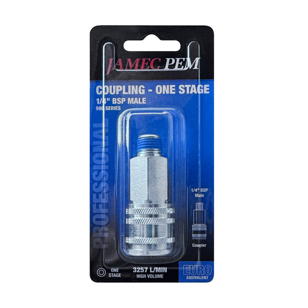 Euro Style 1/4" BSP Male Coupling Steel Plated