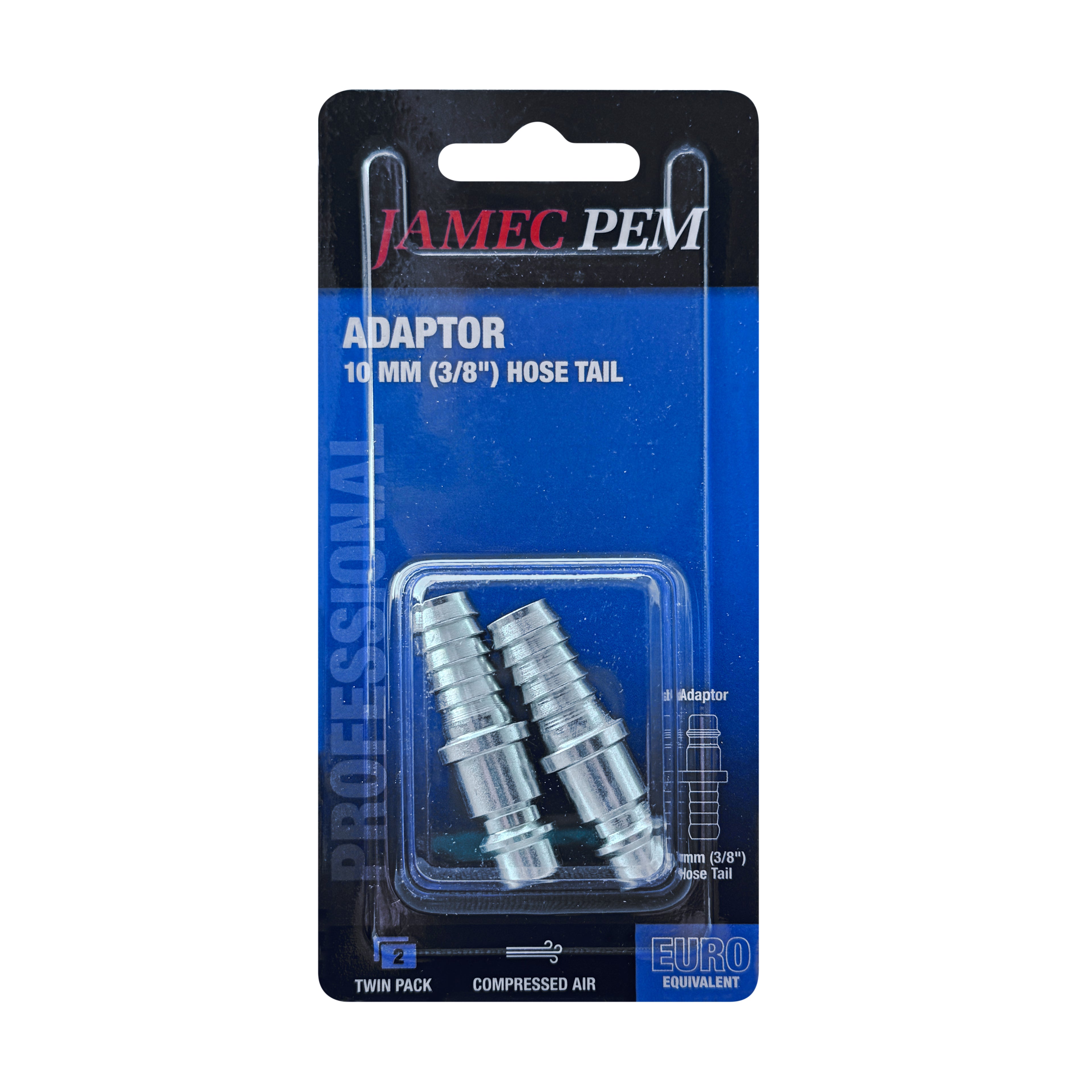 Euro Style 10 mm (3/8") Hose Tail Adaptor - 2 Pack