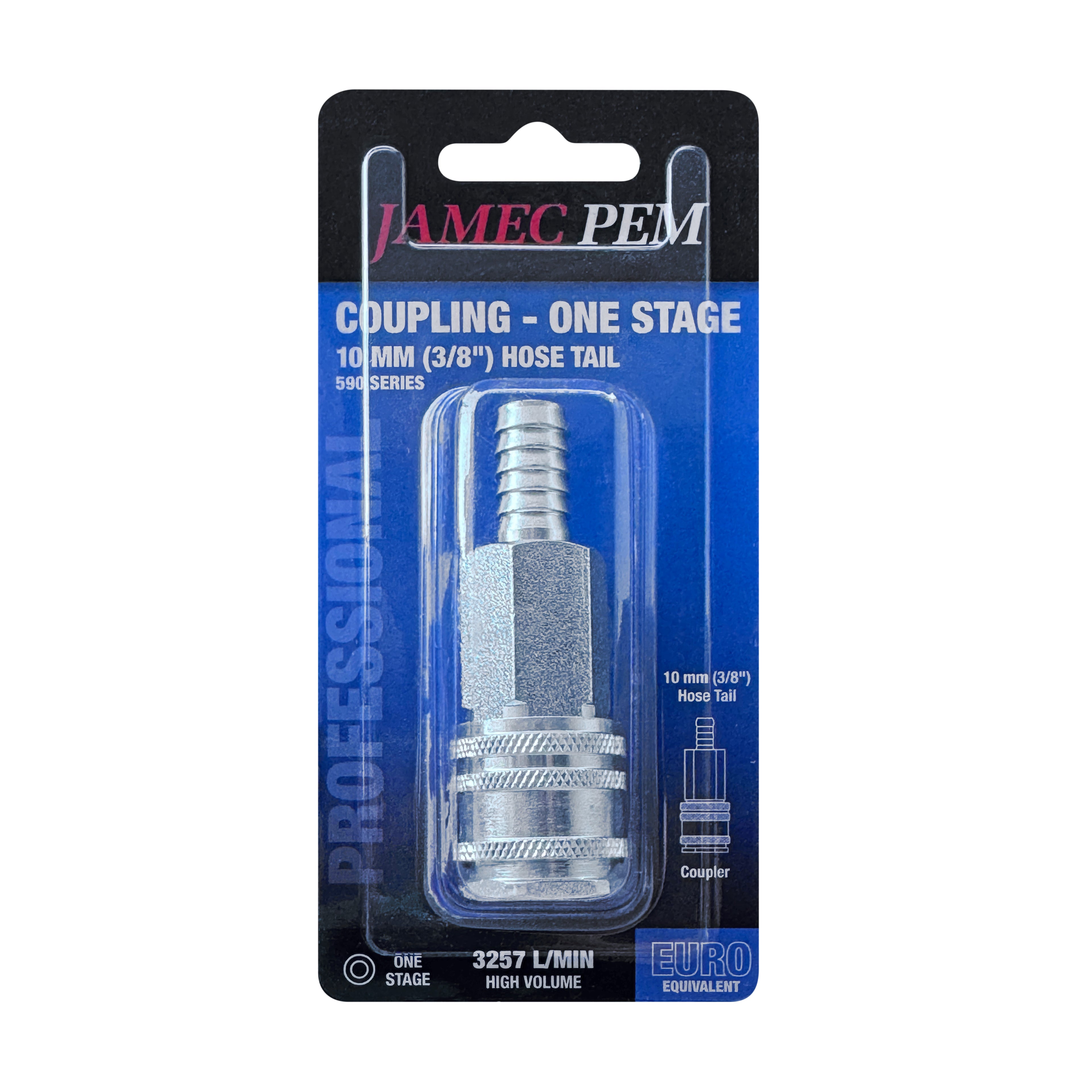 Euro Style 10mm (3/8") Hose Tail Coupling Steel Plated
