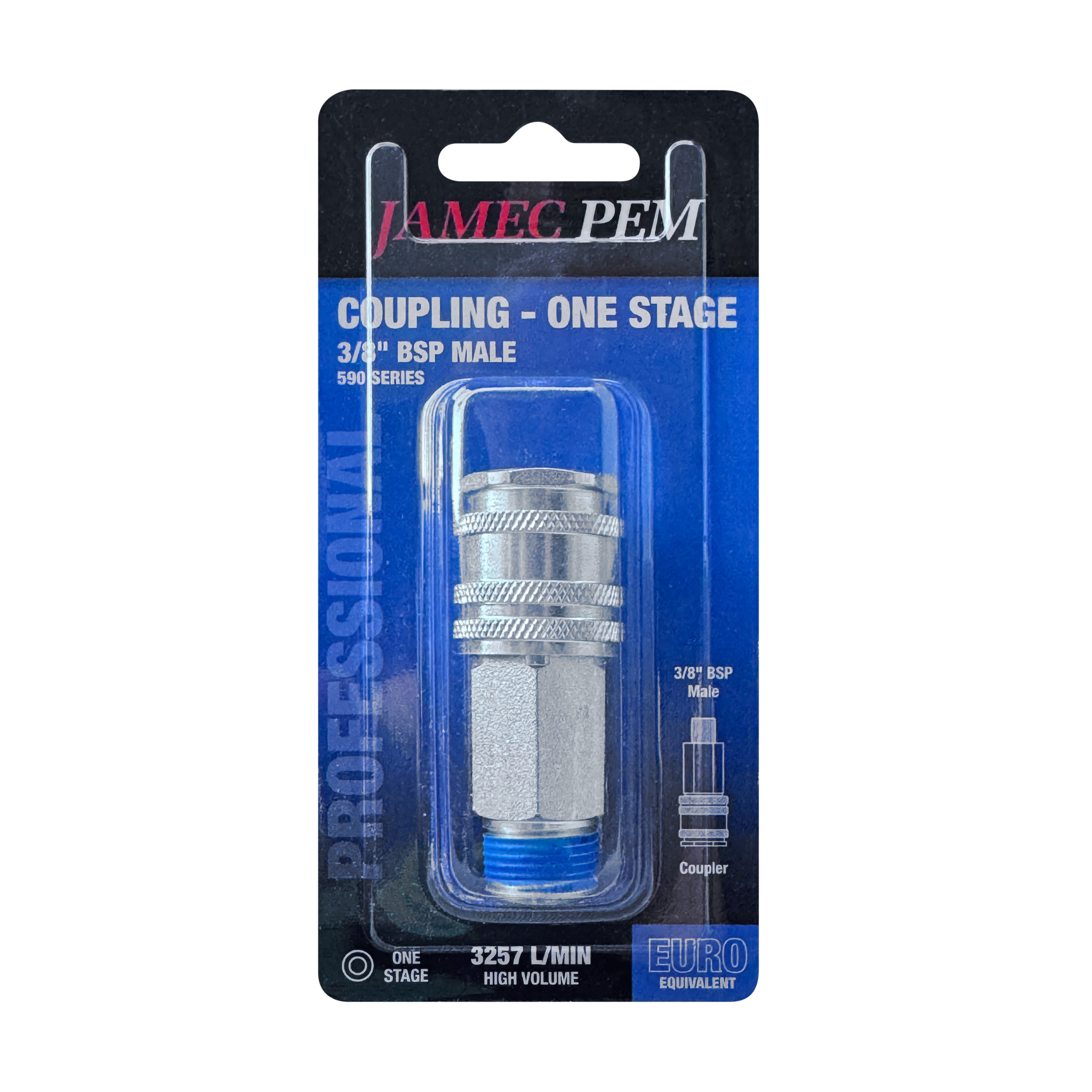 Euro Style 3/8" BSP Male Coupling Steel Plated