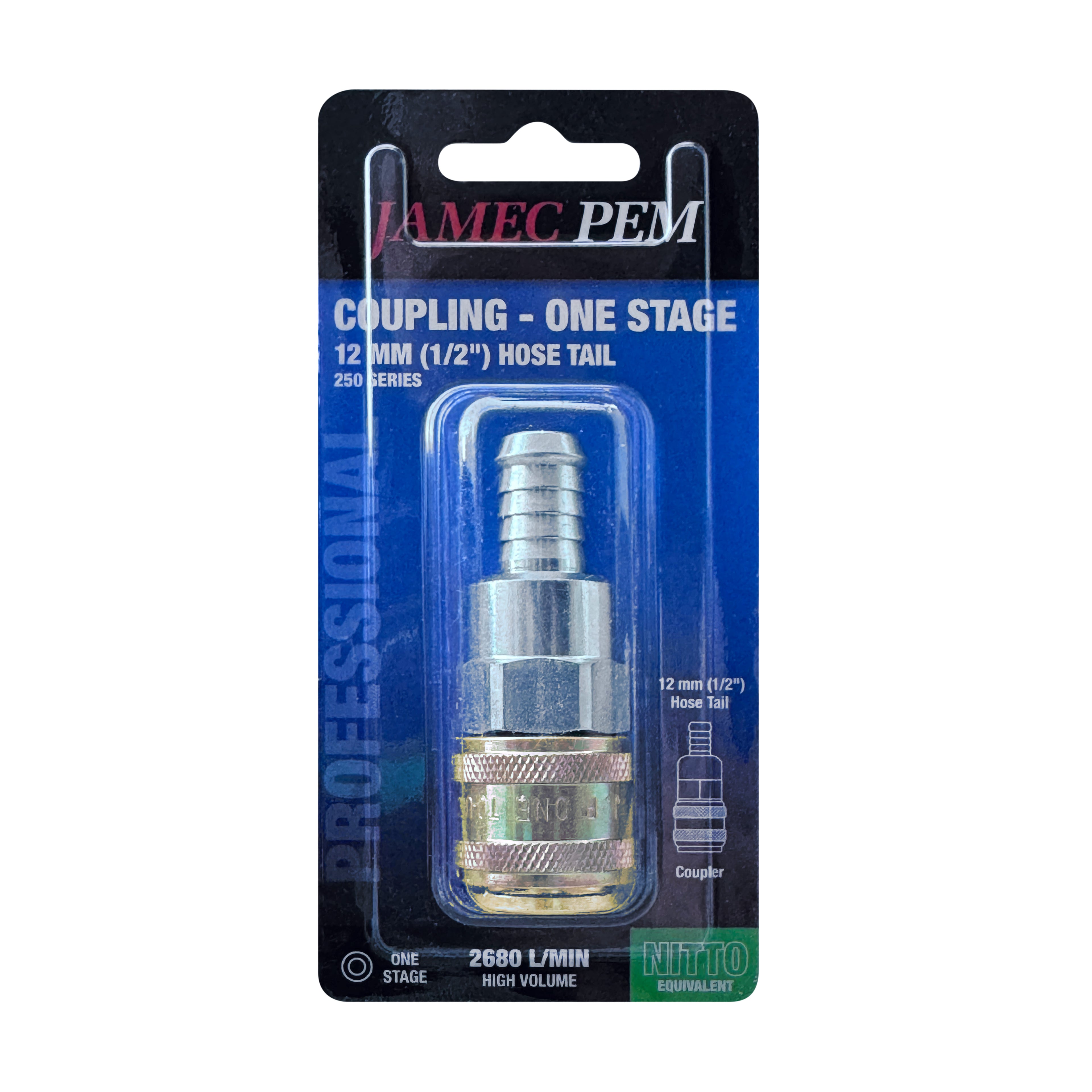 Nitto Style 250 Series - 12 mm (1/2") Hose Tail Coupling - 250T8/40SH - Automatic