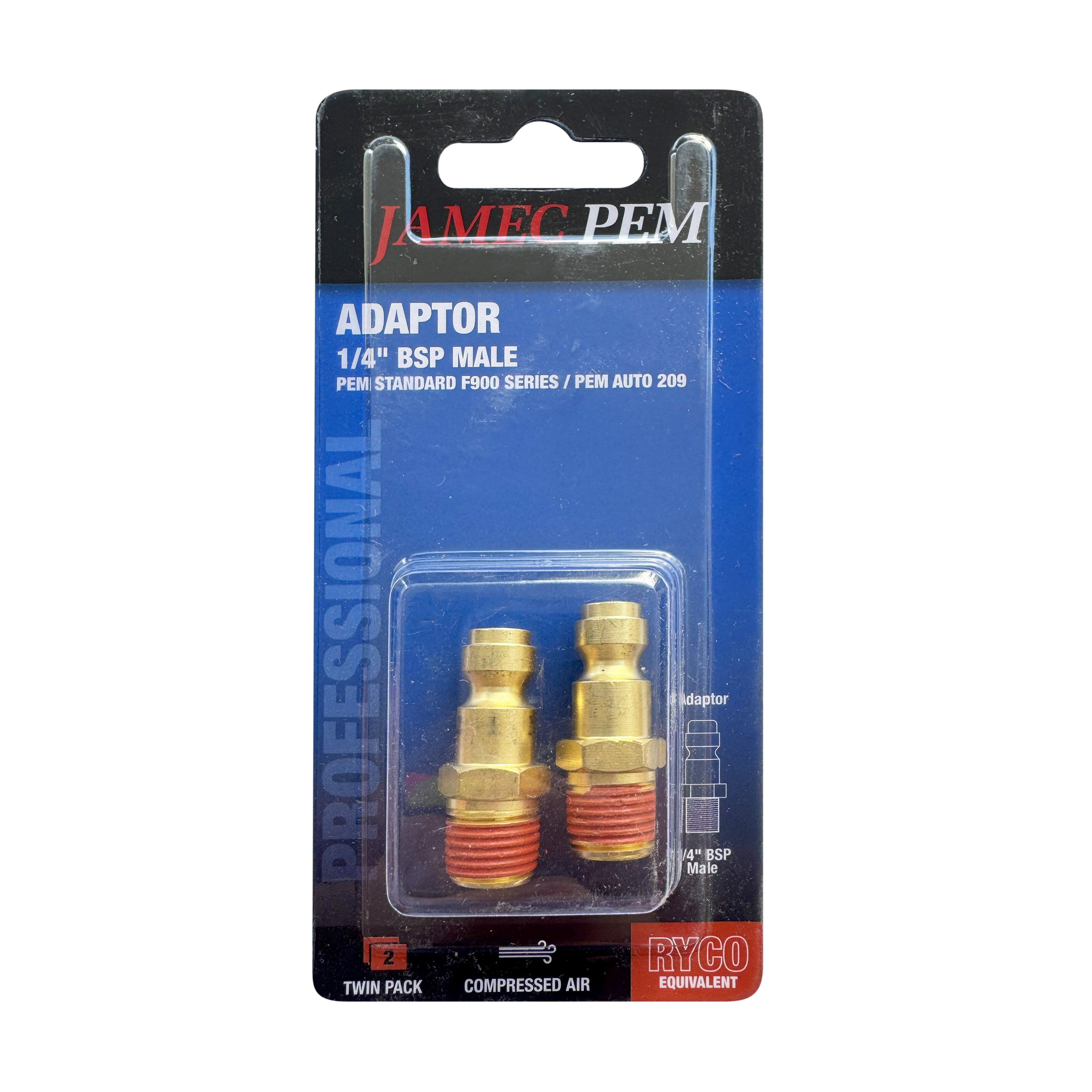 Ryco Style - 1/4" BSP Male Adaptor Plug - Brass - 2 Pack