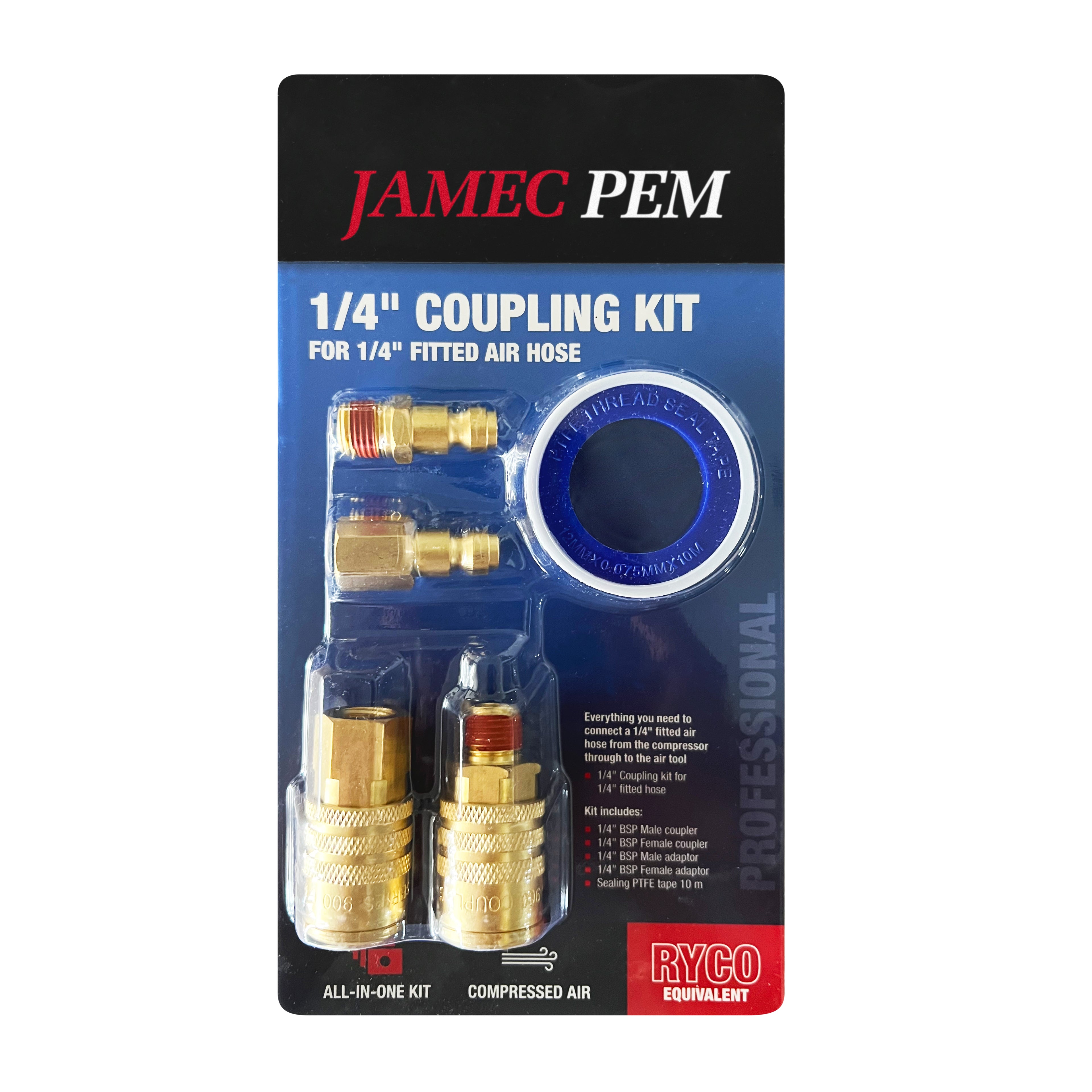 Ryco Style Coupling Kit - 1/4" Male and 10 mm (3/8") Hose Tail Threads