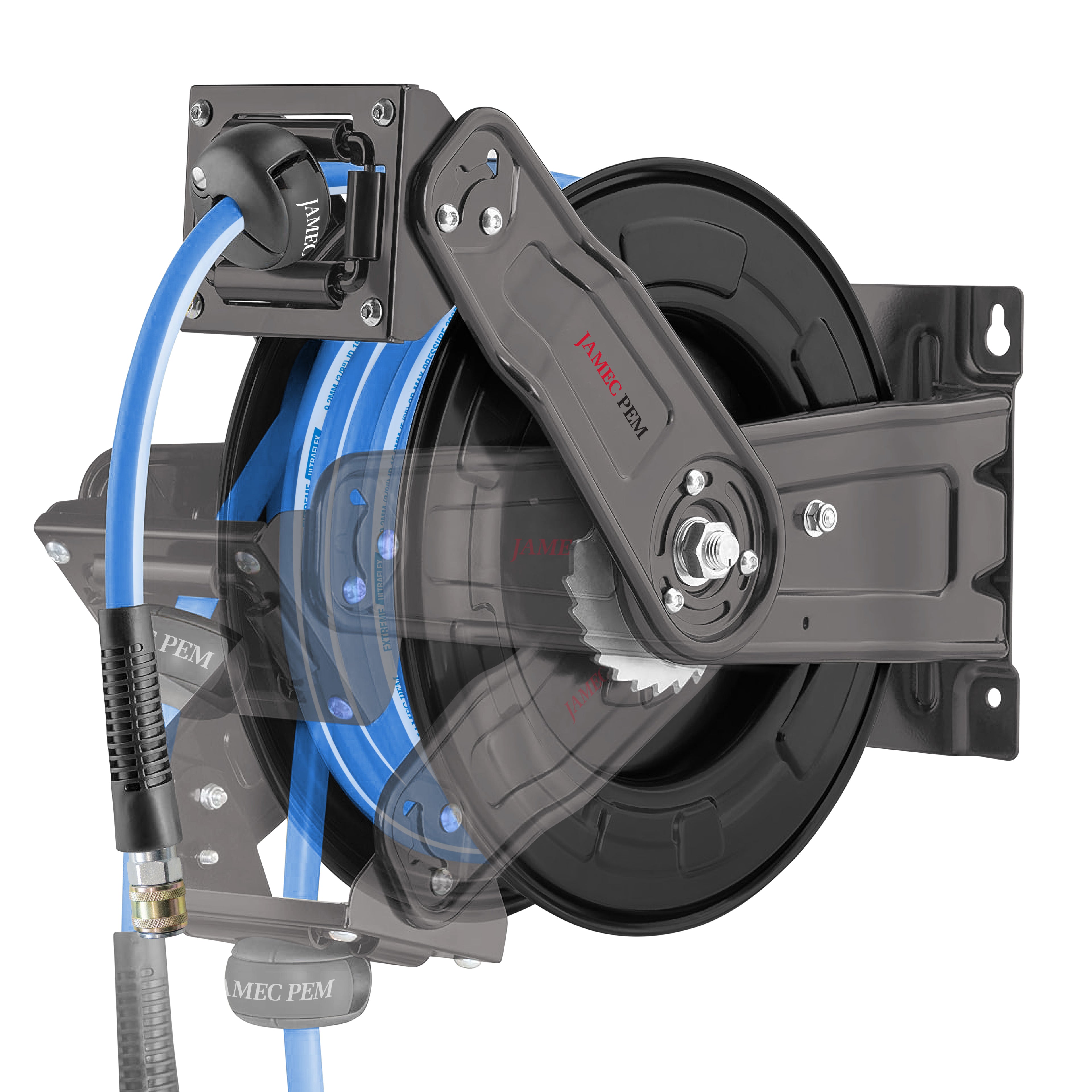 Air Hose Reel - Steel - Retractable - 10mm (3/8") - 15 metres - Heavy Duty Hybrid Hose - Extreme