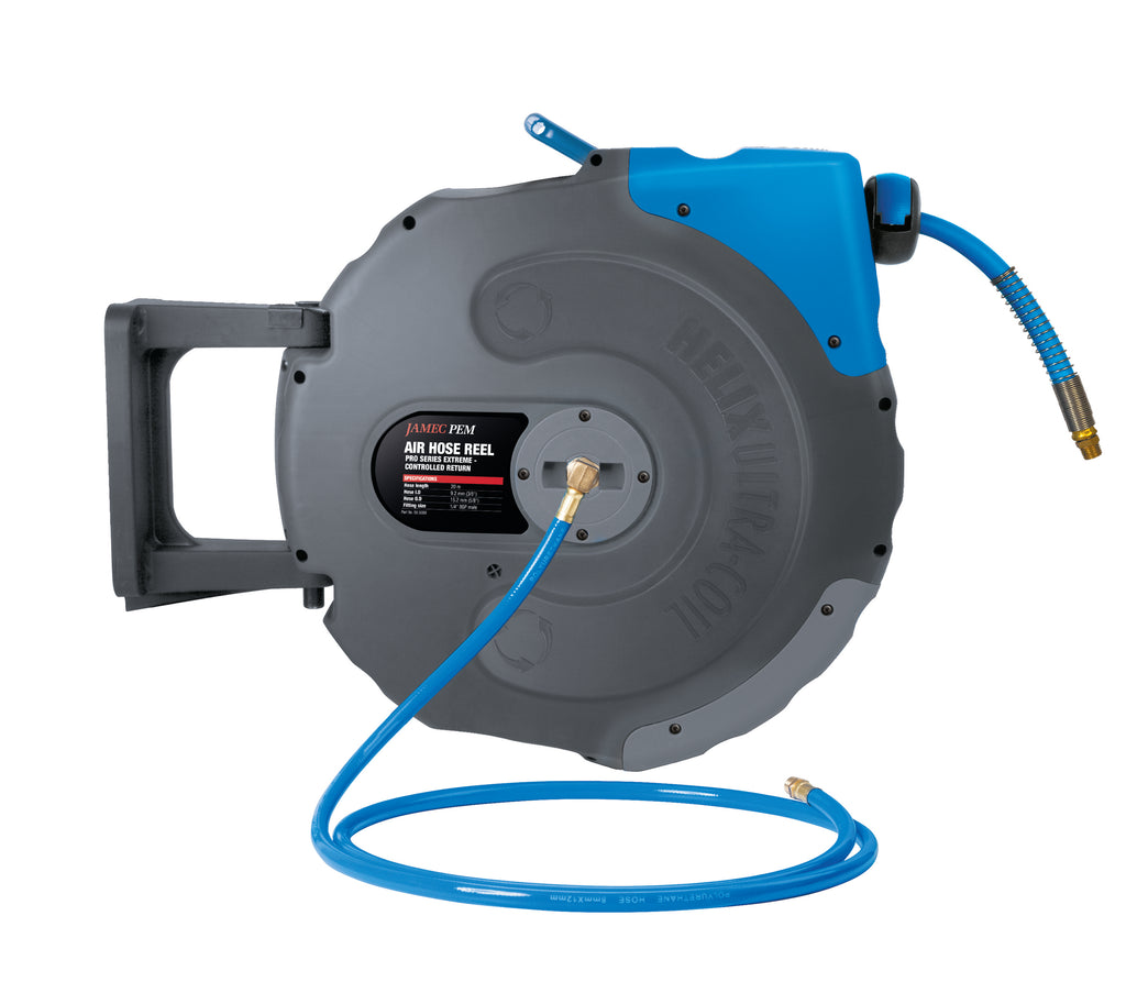 Air Hose Reel - Retractable - 10mm (3/8") - 20 metres - Heavy Duty Hybrid Hose -  Extreme