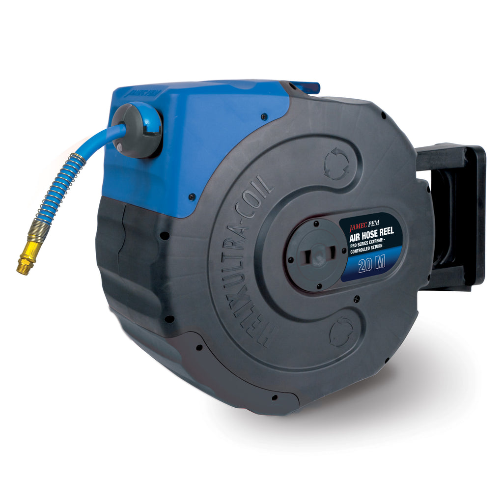 Air Hose Reel - Retractable - 10mm (3/8") - 20 metres - Heavy Duty Hybrid Hose -  Extreme