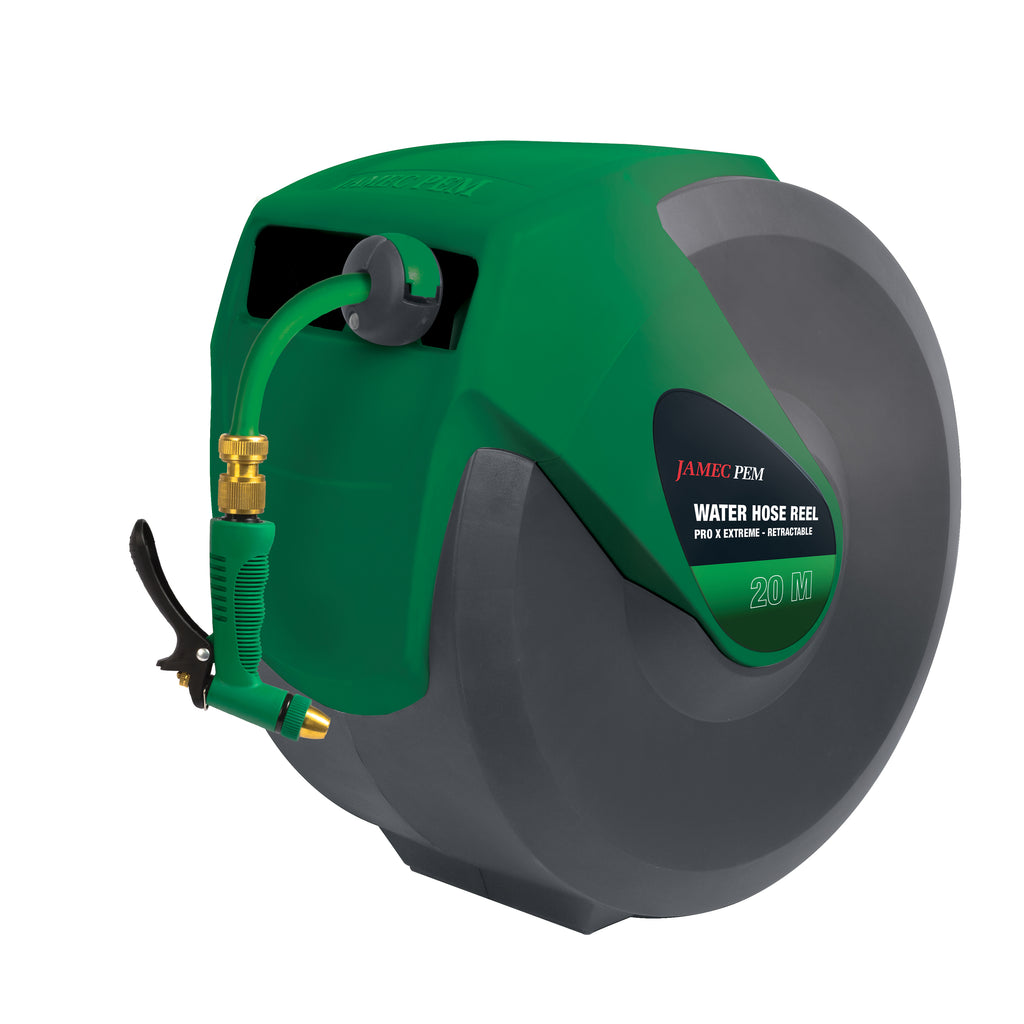 Water Hose Reel - Retractable - 12mm (1/2") - 20 metres - Heavy Duty Hybrid Hose - Pro X Extreme