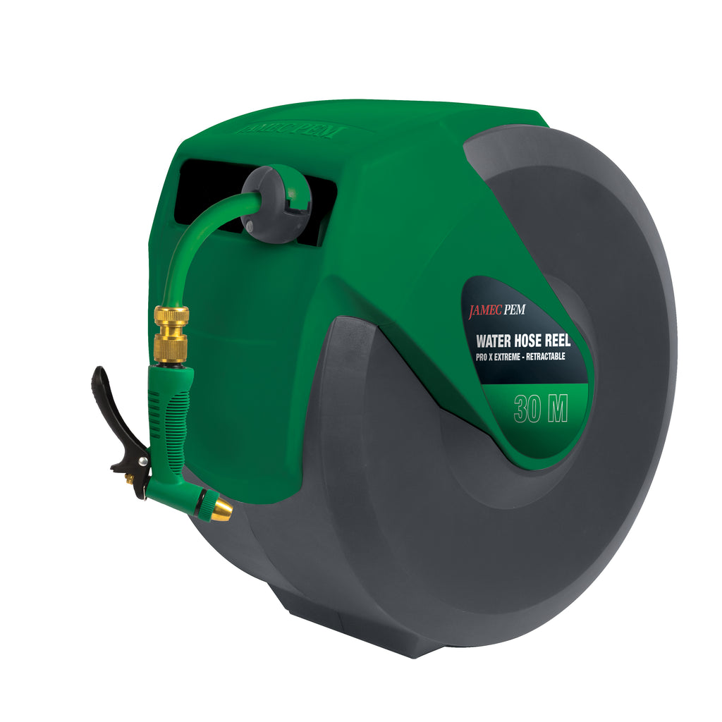 Water Hose Reel - Retractable - 12mm (1/2") - 30 metres - Heavy Duty Hybrid Hose - Pro X Extreme