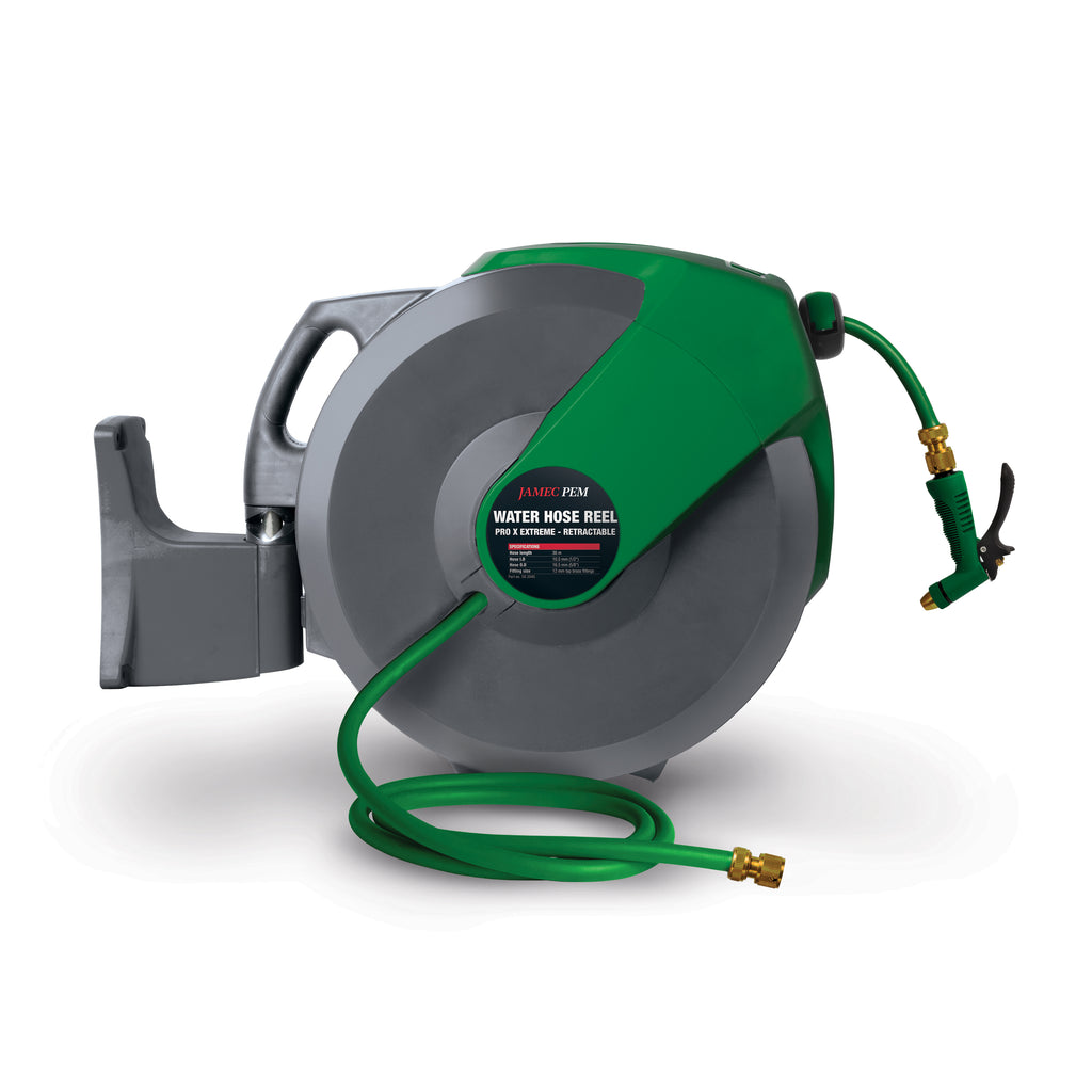 Water Hose Reel - Retractable - 12mm (1/2") - 30 metres - Heavy Duty Hybrid Hose - Pro X Extreme